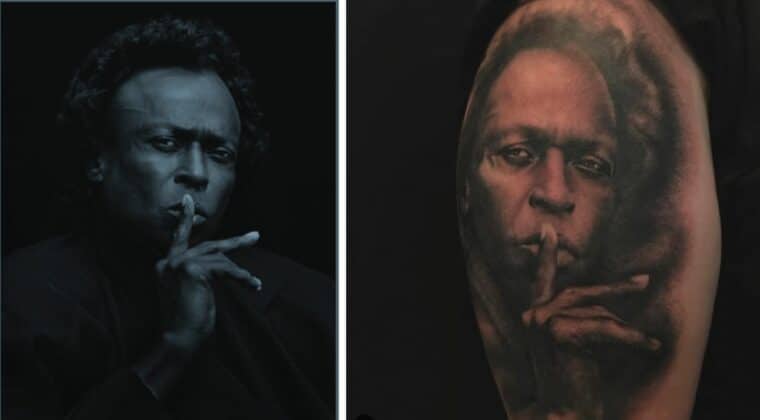 Gegenüberstellung Foto und Tattoo