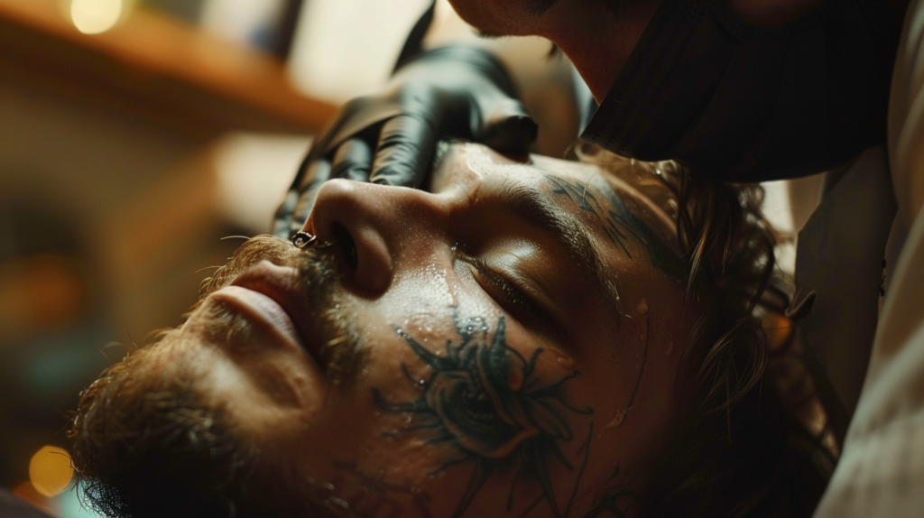 Someone getting tattooed.