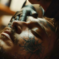 Someone getting tattooed.