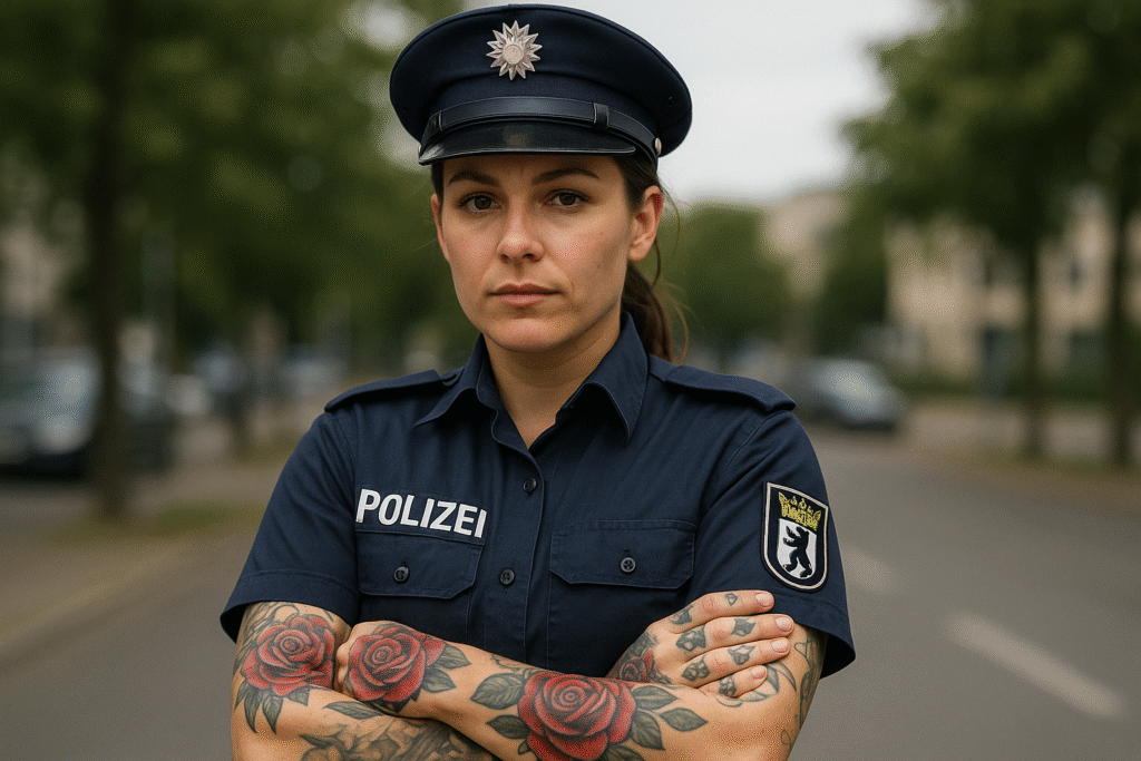 Tätowierte Polizistin.