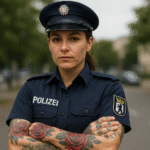 Tätowierte Polizistin.